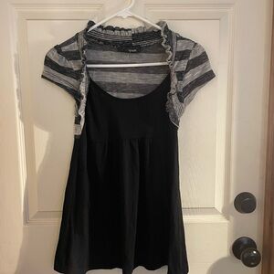 Stylish Black and Gray Striped Women's Blouse